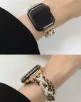 Fashion Casual Classic Style Leather Fabric Pearl Chain