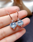 Natural Sky Blue Topaz Set Female Firework Cut Ring Pendant Earrings