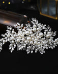 Bridal Handmade Silver Hair Comb Pearl Rhinestone Hair Accessories