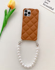 Skin Feeling Diamond  Style Applicable To IP14 Phone Case Pearl Chain