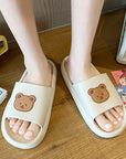 Girl wearing Cute Bear Slippers Summer Beach Shoes