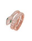 Vintage Green Eyed Snake Bracelet - Rose Gold Colored