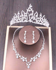 Bridal Rhinestone Crown Necklace Set Wedding Accessories