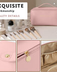 Waterproof Portable Large Capacity Cosmetic Leather Makeup Bag