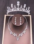 Bridal Rhinestone Crown Necklace Set Wedding Accessories