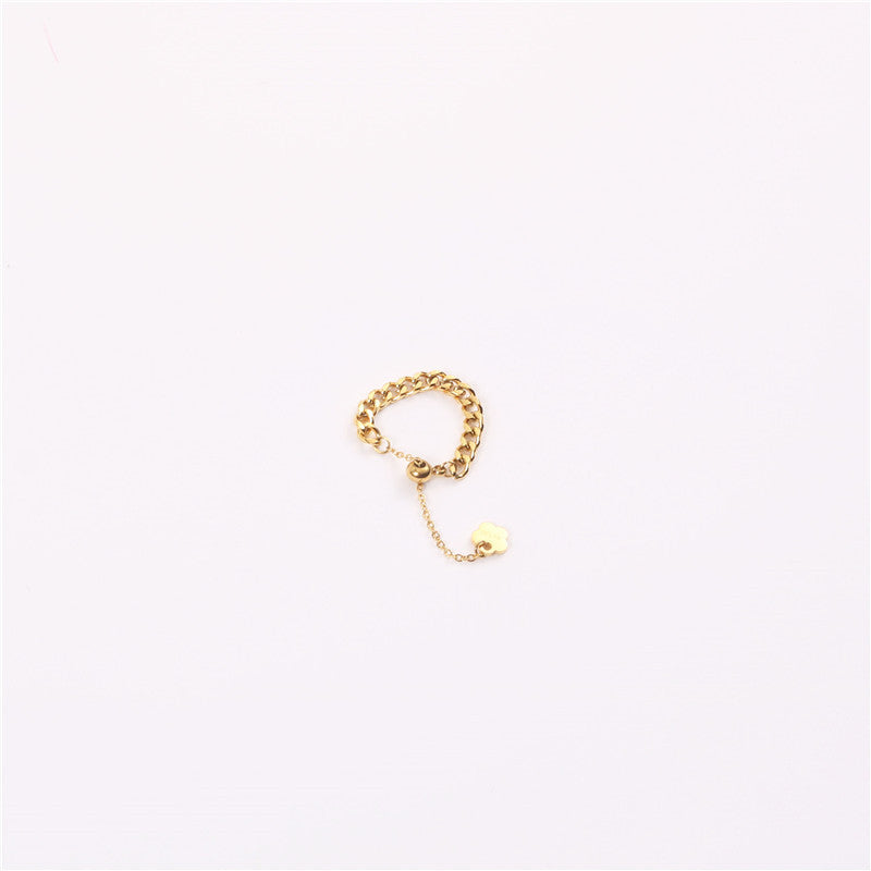 Simple Thick Chain Ring Female Ins Online Influencer Fashion Temperament Pull Adjustable