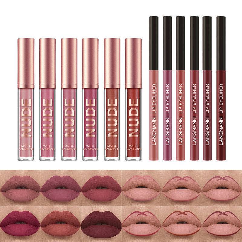 6-Piece Lip Liner and Liquid Lipstick Set with Lips