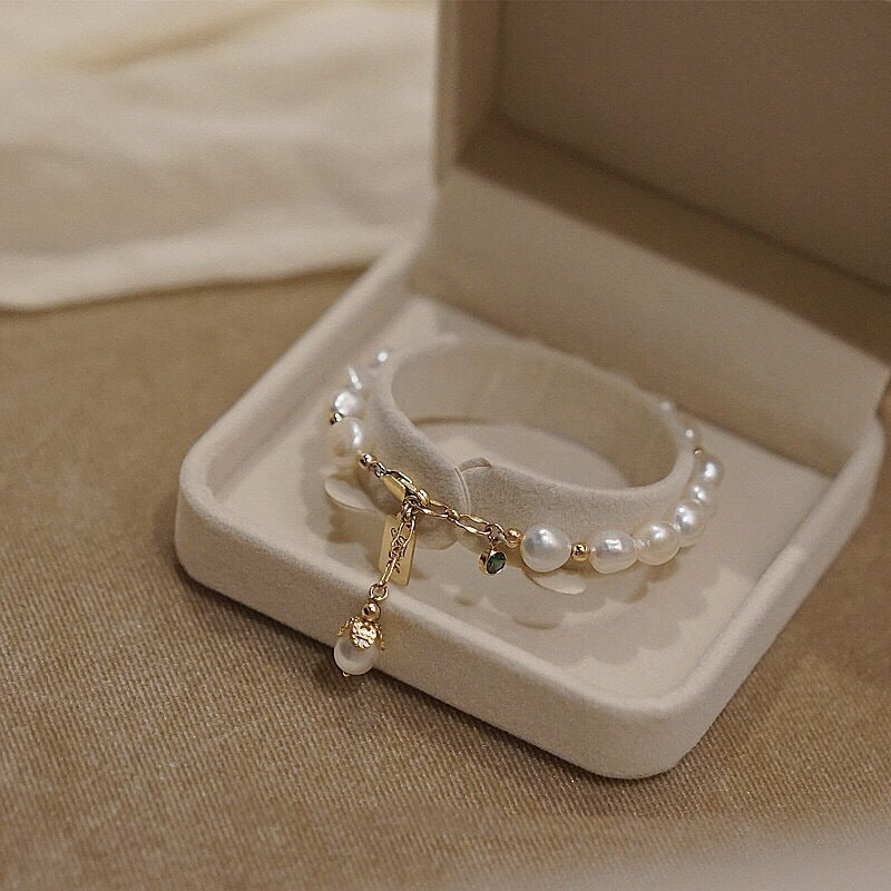 Natural Zircon Pearl Bracelet inside a gift box