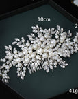 Bridal Handmade Silver Hair Comb Pearl Rhinestone Hair Accessories