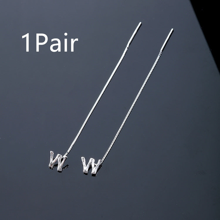 925 Sterling Silver 26 Letters Drop Earrings For Women