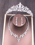 Bridal Rhinestone Crown Necklace Set Wedding Accessories